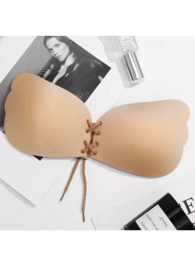 Women's Invisible Push Up Bra,Deep V-Shaped Adhesive Backless Strapless Br,Patch Silicone Patch,Comfortable/Lift/Back-less & Reusable Bras For Women Ladies - Image 3